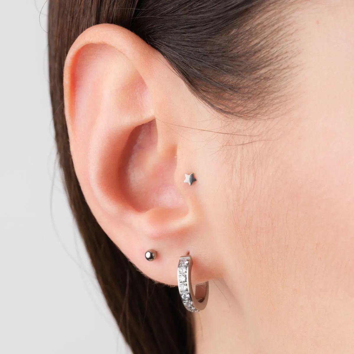 White Zirconia Titanium Posted Hoop Earrings