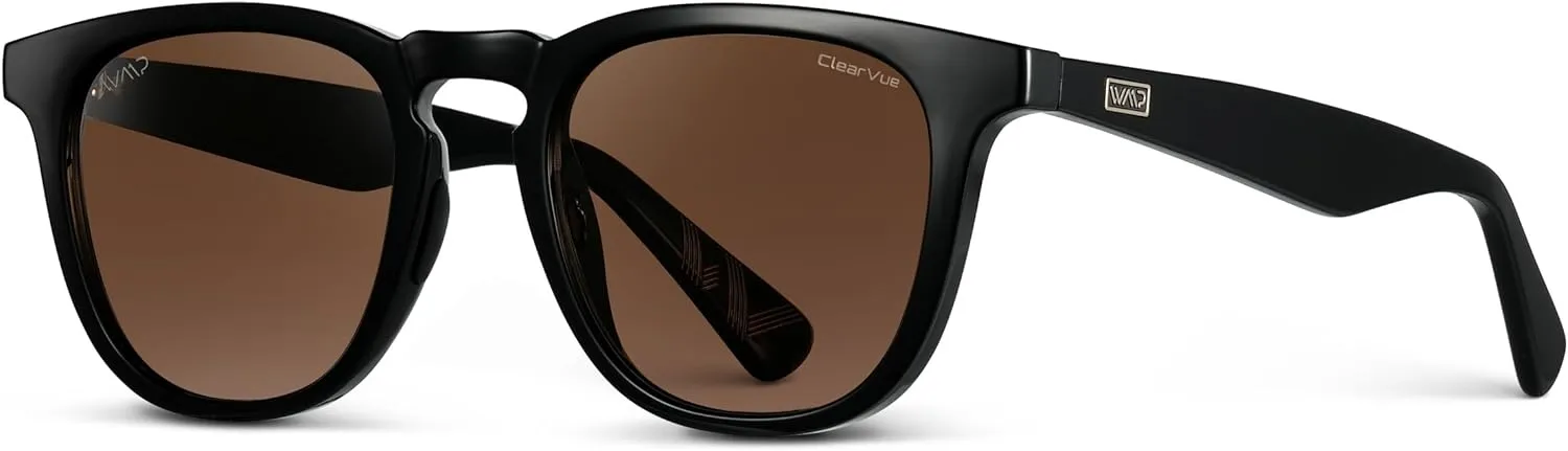 WMP Eyewear  Mens Polarized Sport & Golf Sunglasses: Round Frame, Anti-Reflective Lenses, Non-Slip Nose Pads, Lightweight