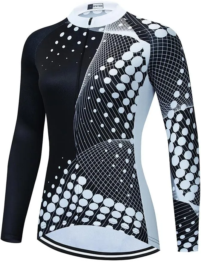 Women's Cycling Jersey Long Sleeve Winter Bike Biking Shirts Bicycle Tops Full Zipper