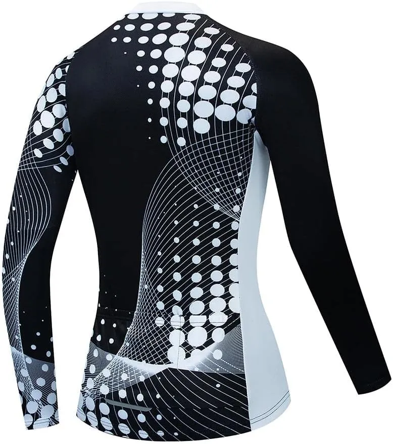 Women's Cycling Jersey Long Sleeve Winter Bike Biking Shirts Bicycle Tops Full Zipper