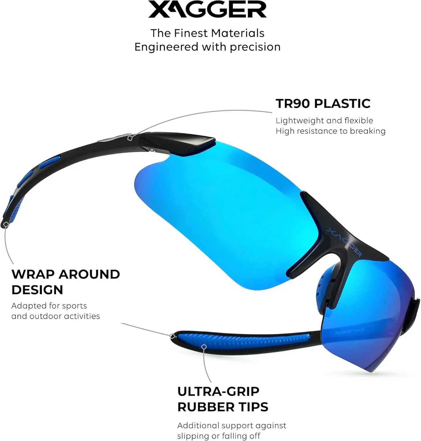 Xagger Kids Youth Polarized Sports Sunglasses for Boys Girls Baseball Softball Glasses TR90 Frame