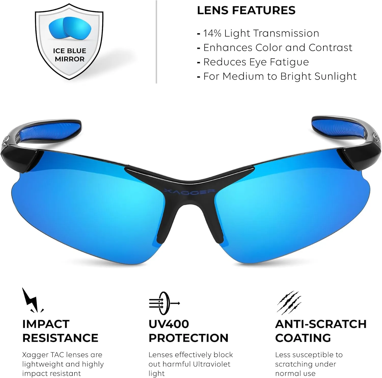 Xagger Kids Youth Polarized Sports Sunglasses for Boys Girls Baseball Softball Glasses TR90 Frame
