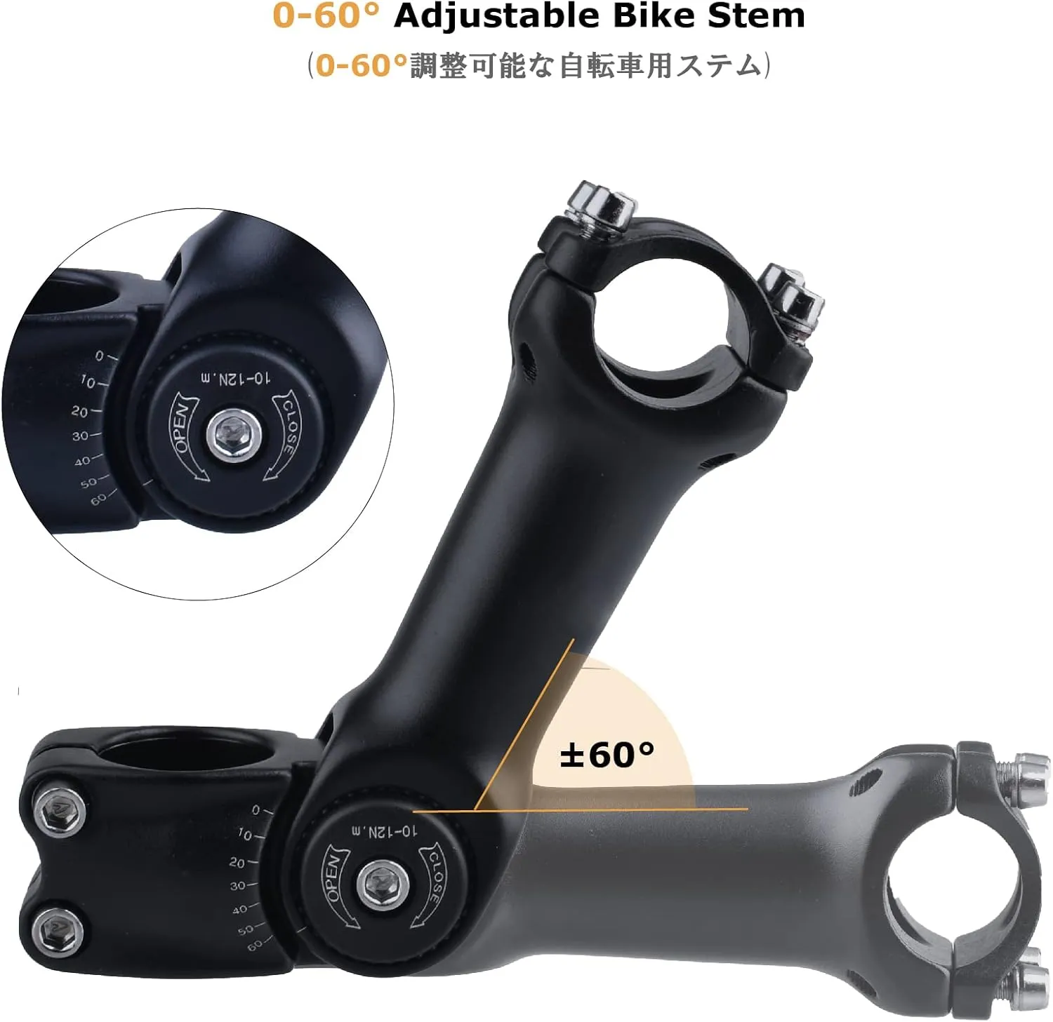YAPJEB 24.5 31.8 Handlebar Stem Riser 35 60 Degree Bike Stem 70mm 80mm 90mm 110mm 120mm 130mm Bicycle Stem MTB Stem for Mountain Bike Road Bike BMX MTB